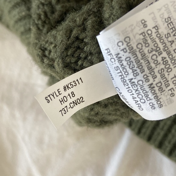 J Crew Olive Green Cable Knit Fisherman’s Sweater - Picture 7 of 7